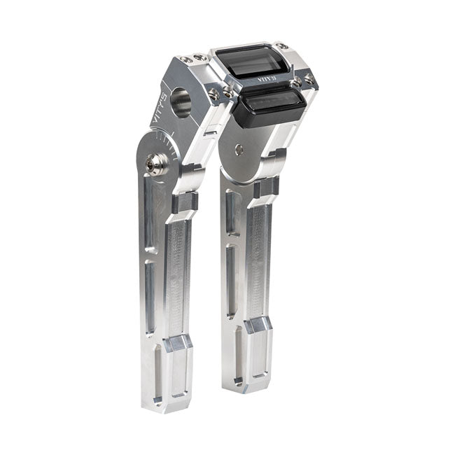 Vity’s Design 8" Justerbare Riser med Digital Instrumentklemme, 1" (25,4 mm) styr – Sølv